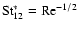 ${\rm St}_{12}^*={\rm Re}^{-1/2}$