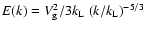 $E(k) = V_{\rm g}^2/3k_{\rm L}\ (k/k_{\rm L})^{-5/3}$