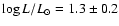 $\log
L/L_{\odot}=1.3 \pm 0.2$