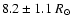 $8.2 \pm 1.1~R_{\odot}$
