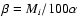 $\beta = M_{i}/100\alpha$
