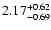 $\rm 2.17^{+ 0.62}_{- 0.69 }$