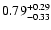 $\rm0.79^{+ 0.29}_{- 0.33 }$