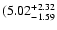 $\rm (5.02^{+ 2.32}_{- 1.59 }$