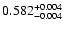 $\rm0.582^{+ 0.004}_{- 0.004 }$