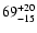 $\rm 69^{+ 20}_{- 15 }$