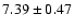 $ 7.39 \pm0.47 $