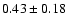 $0.43 \pm 0.18 $