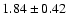 $ 1.84 \pm0.42$