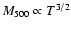 $M_{500} \propto T^{3/2}$