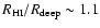 $R_{\rm H{\small I}}/R_{\rm deep} \sim 1.1$
