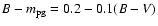 $B - m_{{\rm pg}} = 0.2 - 0.1( B - V)$