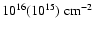 $10^{16} (10^{15})~\rm cm^{-2}$