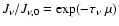 $J_\nu/J_{\nu,0}=\exp(-\tau_\nu~\mu)$