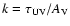 $k=\tau_{\rm UV}/A_{\rm V}$