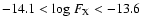 $-14.1 < \mbox{log}~F_{\rm X} < -13.6$
