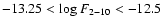 $-13.25 < \mbox{log}~F_{2-10} < -12.5$