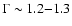 $\Gamma \sim 1.2{-}1.3$