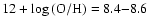 $12+\log{({\rm O/H})}=8.4{-}8.6$