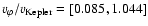 $v_{\varphi}/v_{{\rm Kepler}}=[0.085 , 1.044]$