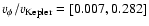 $v_{\phi}/v_{{\rm Kepler}} = [0.007, 0.282]$