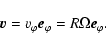 \begin{displaymath}{\vec{v}} = v_{\varphi}{\vec{e}}_{\varphi}= R\Omega{\vec{e}}_{\varphi}.
\end{displaymath}