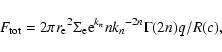 \begin{displaymath}F_{\rm tot} = 2 \pi {r_{\rm e}}^2\Sigma_{\rm e} {\rm e}^{k_{n}}n{k_{n}}^{-2n}\Gamma(2n)q/R(c),
\end{displaymath}