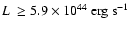 $L~\geq 5.9 \times 10^{44}~{\rm erg~s^{-1}}$