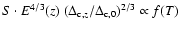 $S \cdot E^{4/3}(z) \; (\Delta_{{\rm c},z}/\Delta_{{\rm c},0})^{2/3} \propto f(T)$