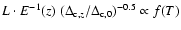 $L \cdot E^{-1}(z) \; (\Delta_{{\rm c},z}/\Delta_{{\rm c},0})^{-0.5} \propto f(T)$