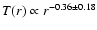 $T(r) \propto r^{-0.36 \pm 0.18}$