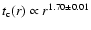 $t_{\rm c}(r) \propto r^{1.70\pm 0.01}$