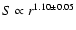 $S\propto r^{1.10\pm 0.05}$