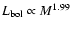 $L_{\rm bol} \propto M^{1.99}$