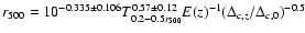 $r_{500}=10^{-0.335 \pm 0.106} T_{0.2-0.5r_{500}}^{0.57\pm 0.12}
E(z)^{-1} (\Delta_{c,z}/\Delta_{c,0})^{-0.5}$