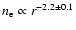 $n_{\rm e}
\propto r^{-2.2\pm 0.1}$