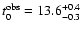 $t_{0}^{\rm obs} = 13.6^{+0.4}_{-0.3}$
