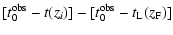 $\displaystyle [t^{\rm obs}_0 - t(z_{i})] - [t^{\rm obs}_0 - t_{\rm L}(z_{\rm F})]$