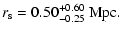 $\displaystyle r_{\rm s} = 0.50^{+0.60}_{-0.25}~{\rm Mpc}.$