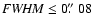 ${\it FWHM} \leq 0\hbox{$.\!\!^{\prime\prime}$ }08$