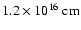 $1.2\times 10^{16} ~{\rm cm}$