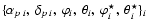 $\{\alpha_{p\:i},\:\delta_{p\:i}, \:\varphi_i, \:\theta_i,
\:\varphi_i^{\star}, \:\theta_i^{\star} \}_i $