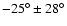 $-25^\circ\pm 28^\circ$