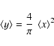 \begin{displaymath}
\left< y\right> = \frac{4}{\pi}~\left< x\right> ^2
\end{displaymath}