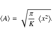 \begin{displaymath}
\left< A\right> = \sqrt{\frac{\pi}{K}~\left< x^2\right>} .
\end{displaymath}