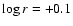 $\log r =+0.1$