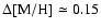 $\Delta {\rm [M/H]}\simeq 0.15$