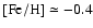 ${\rm [Fe/H]}\simeq -0.4$