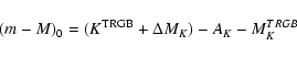 \begin{displaymath}(m-M)_0 = (K^{\rm TRGB} + \Delta M_K) - A_K - M_K^{TRGB}
\end{displaymath}