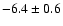 $-6.4\pm 0.6$